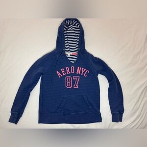 Aeropostale Navy Hooded Pullover with Pink Logo